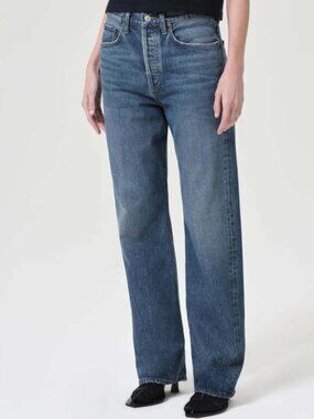 AGOLDE Kelly Jeans in Essence Dark Indigo High Rise Relaxed Straight 30